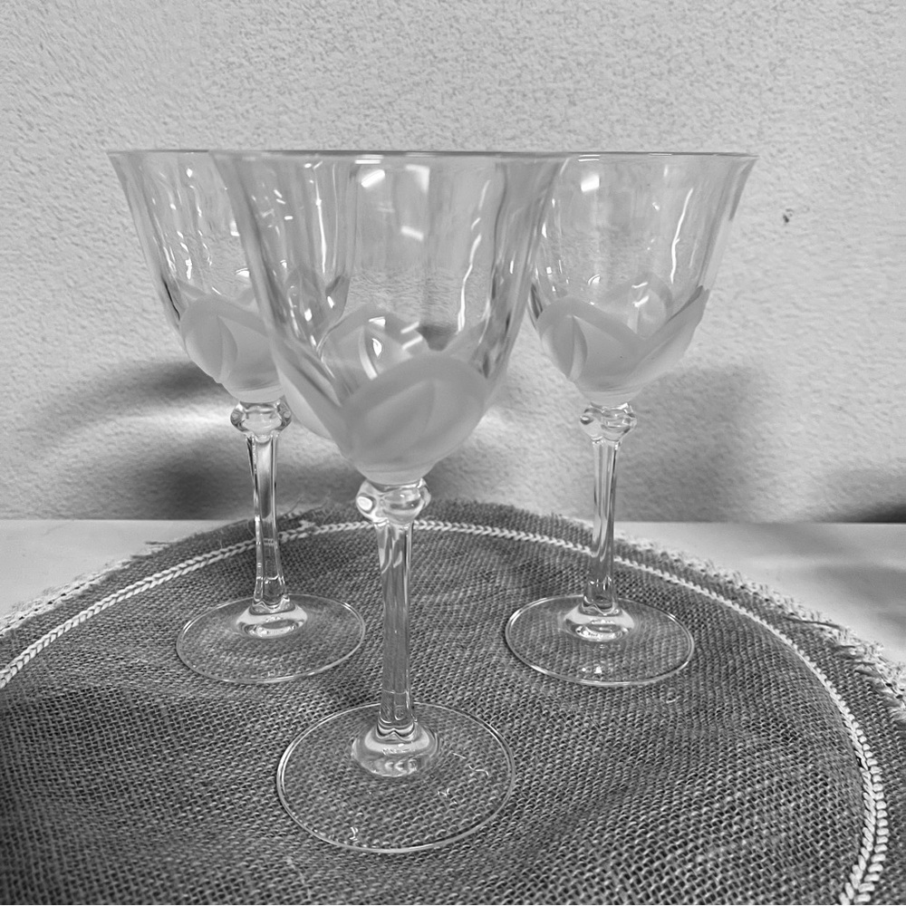Vintage JG Durand Cristal “Florence” goblet 3pcs